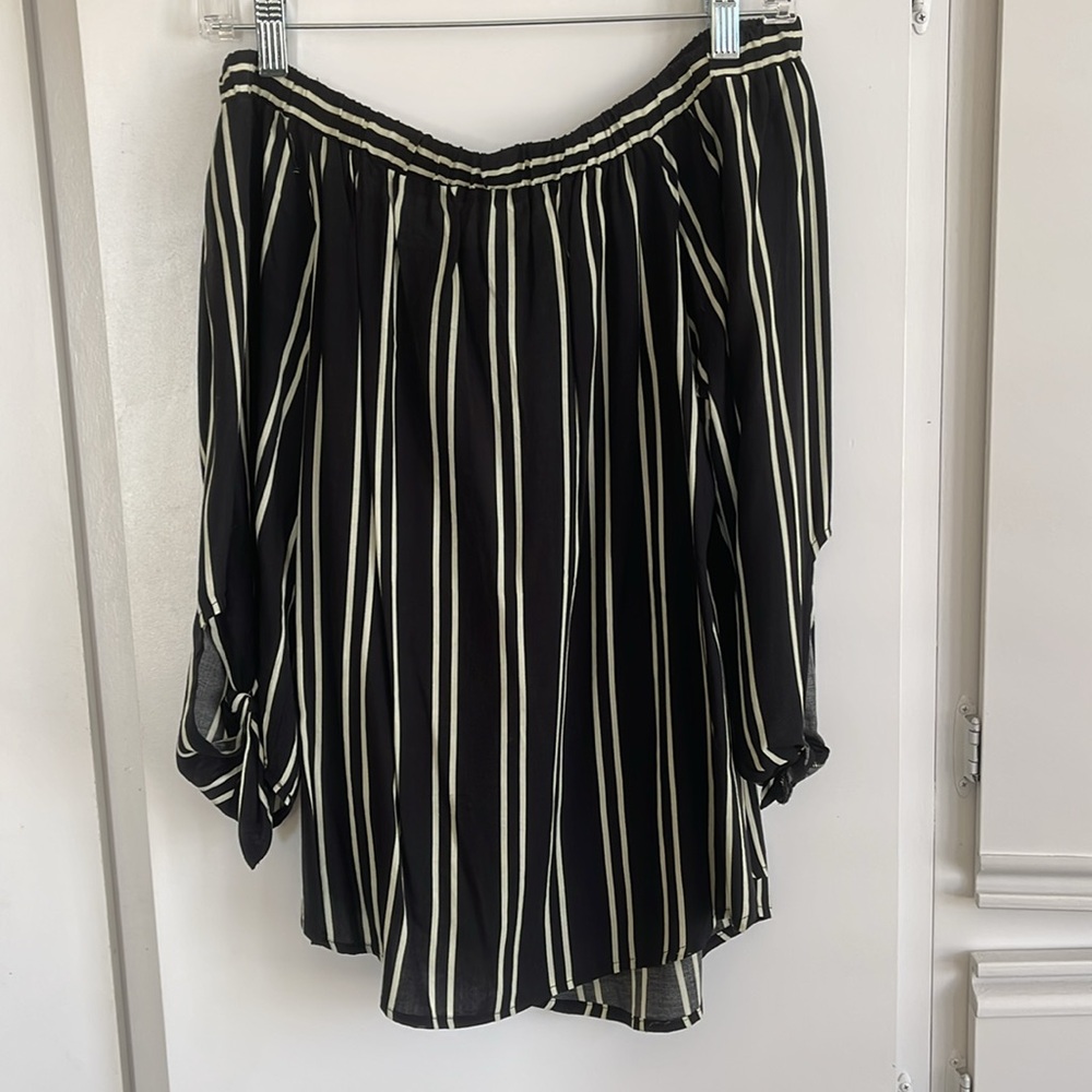 Off Shoulder (or on) stripped with knots on sleeve